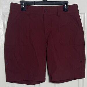 Eddie Bauer Womens Burgundy Roll Tab Hem Bermuda Shorts Size 12